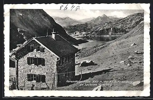 AK Ravensburgerhütte, Gebäude mit Spulersee-Blick