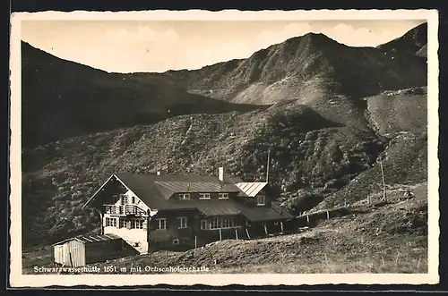 AK Schwarzwasserhütte, Berghütte mit Ochsenhoferscharte