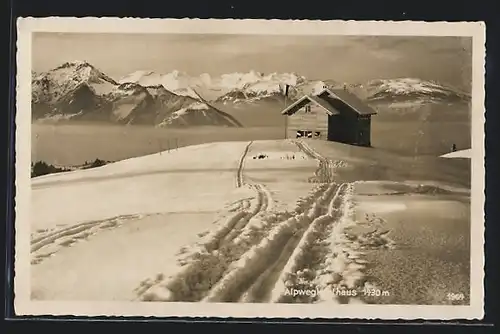AK Alpwegkopfhaus, Berghütte im Winter