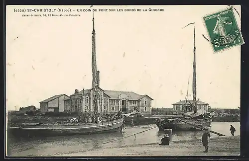 AK St-Christoly, Un coin du port sur les bordes de la Gironde