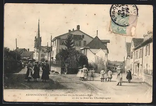 AK Audincourt, Intersection de la Grande-Rue et de la Rue de Champagne