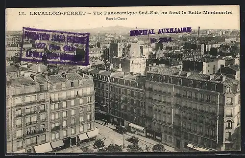 AK Levallois-Perret, Vue Panoramique Sud-Est, au fond la Butte-Montmartre, Sacré-Coeur