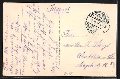 AK Evergnicourt a. Aisne, Blick in den Ort