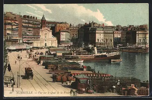 AK Marseille, Vue sur le Quai de la Fraterniie