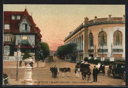 AK Deauville-Plage Fleurie, Rue Gontaut Biron