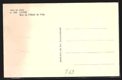 AK Lyon, Rue de l`Hôtel de Ville