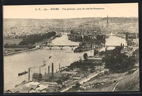 AK Rouen, Vue générale, prise du côté de Bonsecours