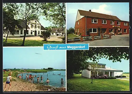 AK Meggerdorf, Schule, Strandbad und Lebensmittelhaus EDEKA