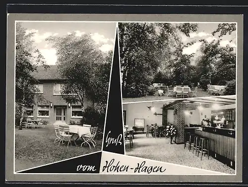 AK Vellern-Hohen-Hagen /Kr. Beckum, Cafe Hohen-Hagen, Innenansicht, Garten