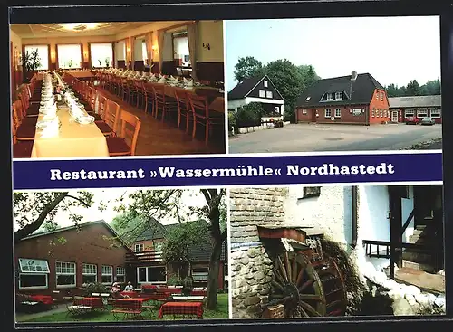 AK Nordhastedt, Restaurant Wassermühle Horst Pfister, Gaushorner Strasse 1, Innenansicht, Garten