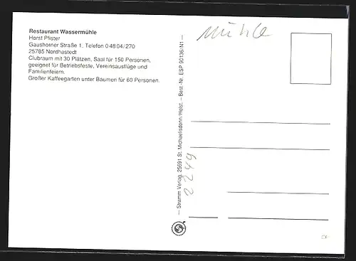 AK Nordhastedt, Restaurant Wassermühle Horst Pfister, Gaushorner Strasse 1, Innenansicht, Garten