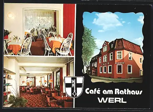 AK Werl i. Westf., Cafe am Rathaus, Innenansichten