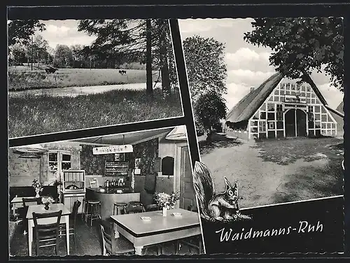 AK Wingst-Barkamp, Gasthaus Waidmanns-Ruhr R. Lührs, Innenansicht, Partie am Bach