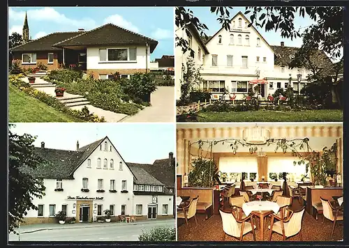 AK Sandebeck b. Detmold, Hotel-Pension Zum Teutoburger Wald, Innenansicht, Garten
