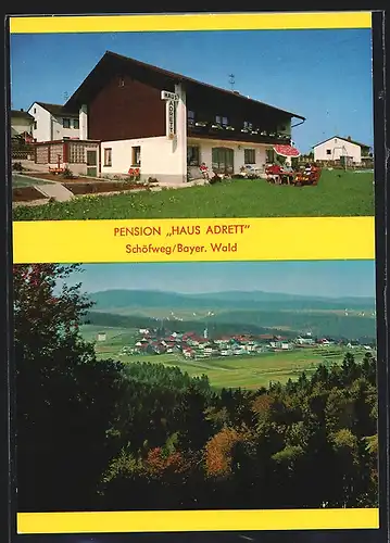 AK Schöfweg /Bayer. Wald, Hotel-Pension Haus Adrett, Ortsansicht