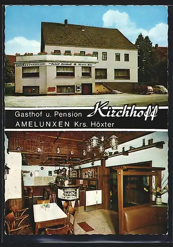 AK Amelunxen, zwei Ansichten vom Gasthof und Pension Kirchhoff