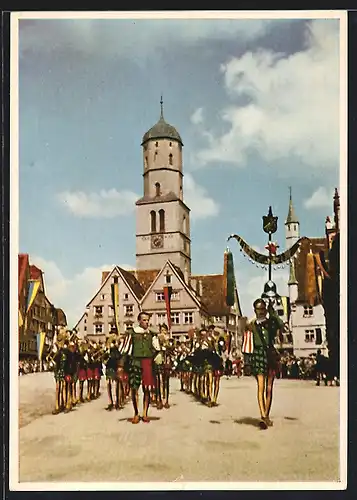 AK Biberach / Riss, Schützenfest, Kleine Schützenmusik in historischen Kostümen am Marktplatz