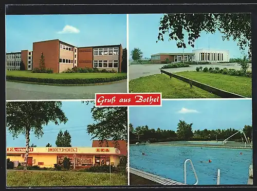 AK Bothel / Lüneburger Heide, Schwimmbad, Geschäft, Gebäudeansicht