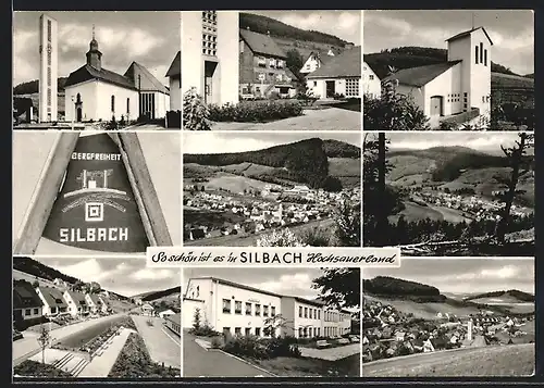 AK Silbach / Winterberg, Strassenpartie mit Kirche, Wohnhäuser, Ortsansicht