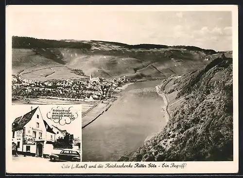 AK Cröv /Mosel, Reichsschenke zum Ritter Götz, Ortsansicht aus der Vogelschau