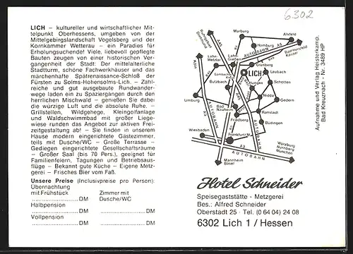 AK Lich, Speisegaststätte und Metzgerei Hotel Schneider