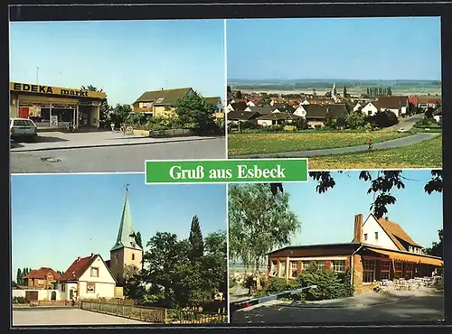 AK Esbeck / Schöningen, Restaurant, Edeka Markt, Kirche