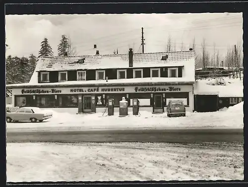 AK Torfhaus /Oberharz, Hotel-Café Hubertus, Tankstelle