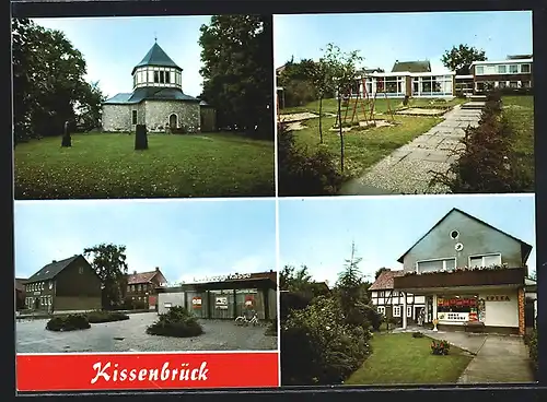 AK Kissenbrück /Krs. Wolfenbüttel, Landessparkasse, Kirche, Edeka Markt
