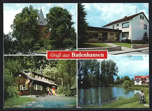 AK Badenhausen /Harz, Strassenpartie mit Geschäft, Waldhaus, Kirche