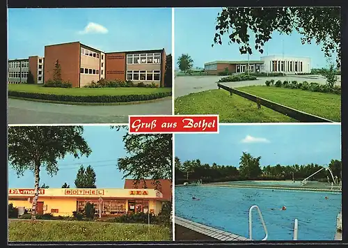 AK Bothel / Lüneburger Heide, Schwimmbad, Geschäft, Gebäudeansicht