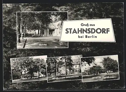 AK Stahnsdorf bei Berlin, Bahnhof und Strasse der Jugend