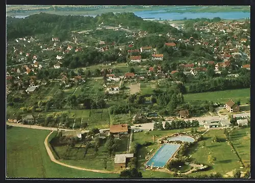 AK Hitzacker /Elbe, Fliegeraufnahme mit dem Schwimmbad