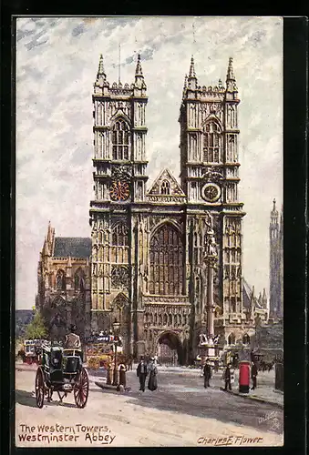 Künstler-AK Charles F. Flower: Westminster Abbey, The Western Towers