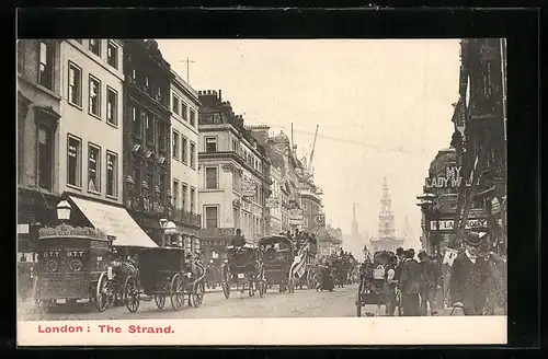 AK London, The Strand, Strassenpartie mit Geschäften