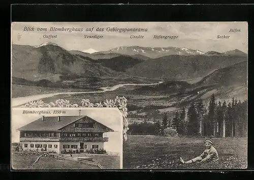 AK Bad Tölz, Gasthaus Blomberghaus, Gebirgspanorama