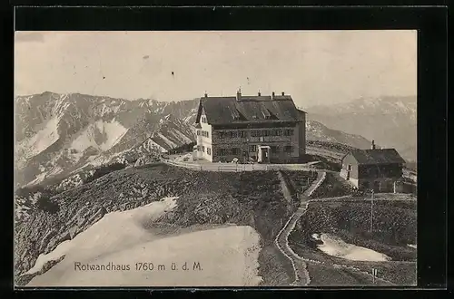 AK Rotwandhaus, Berghütte mit Panorama