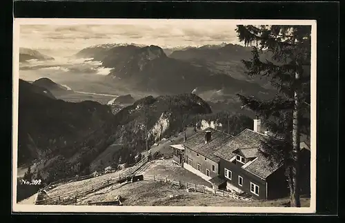 AK Vorderkaiserfelden-Hütte, Blick ins Tal