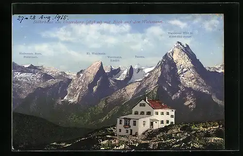 AK Stöhrhaus, Berghütte am Untersberg mit Blick auf den Watzmann