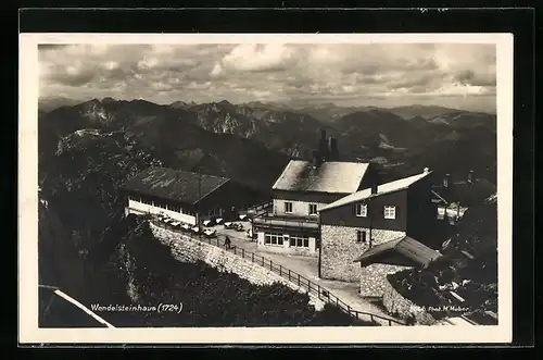 AK Wendelsteinhaus, Berghütte mit Panorama
