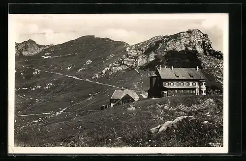 AK Rotwandhaus, Berghütte mit Rotwandgipfel