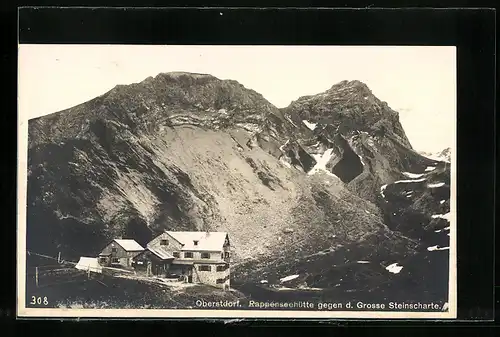 AK Rappenseehütte, Berghütte in Oberstdorf gegen d. Grosse Steinscharte