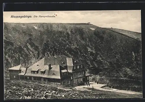 AK Hampelbaude im Riesengebirge im Frühjahr