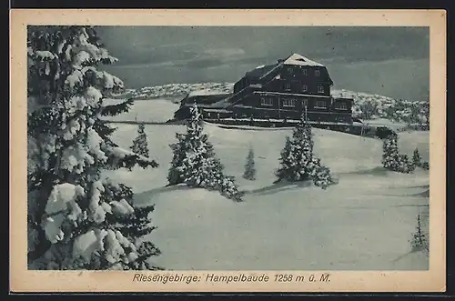 AK Hampelbaude im Riesengebirge im Winter