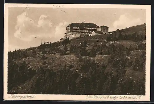 AK Hampelbaude im Riesengebirge, vom Fusse der Koppe gesehen