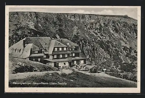 AK Hampelbaude, Blick auf die Baude im Riesengebirge