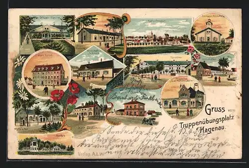 Lithographie Oberhofen, Hotel Hirsch, Restaurant zum Hohenzollern