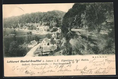 AK Oberhof-Graufthal, Teilansicht mit Gasthof von Carl Mathis