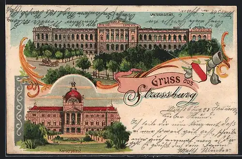 Künstler-AK Strassburg, Universität, Kaiserpalast