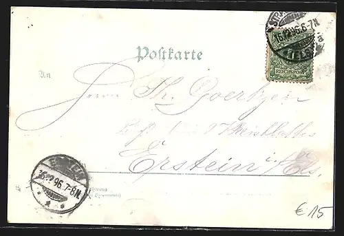 Lithographie Strassburg, Münster, Elsässerin, Altes Haus