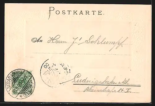 AK Strassburg, Kleberplatz mit Stadtpanorama, Wappen